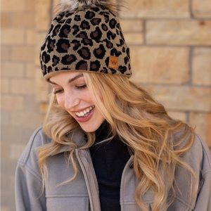 Leopard knit hat